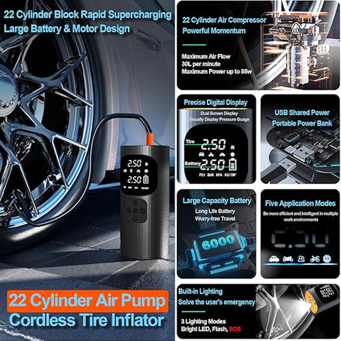 Wireless digital car tire pump pressure detection for Kereta, Basikal, Motor and Automotif