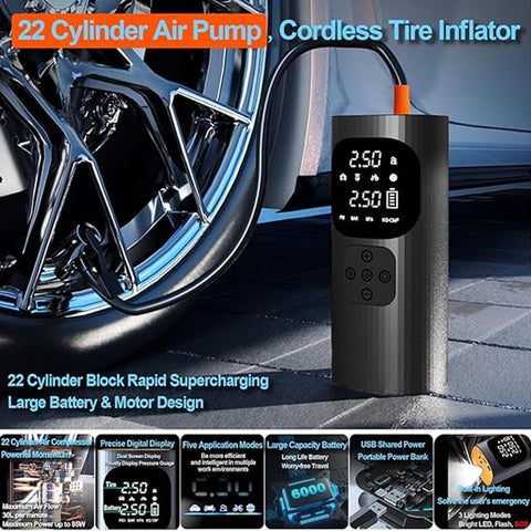 Wireless digital car tire pump pressure detection for Kereta, Basikal, Motor and Automotif